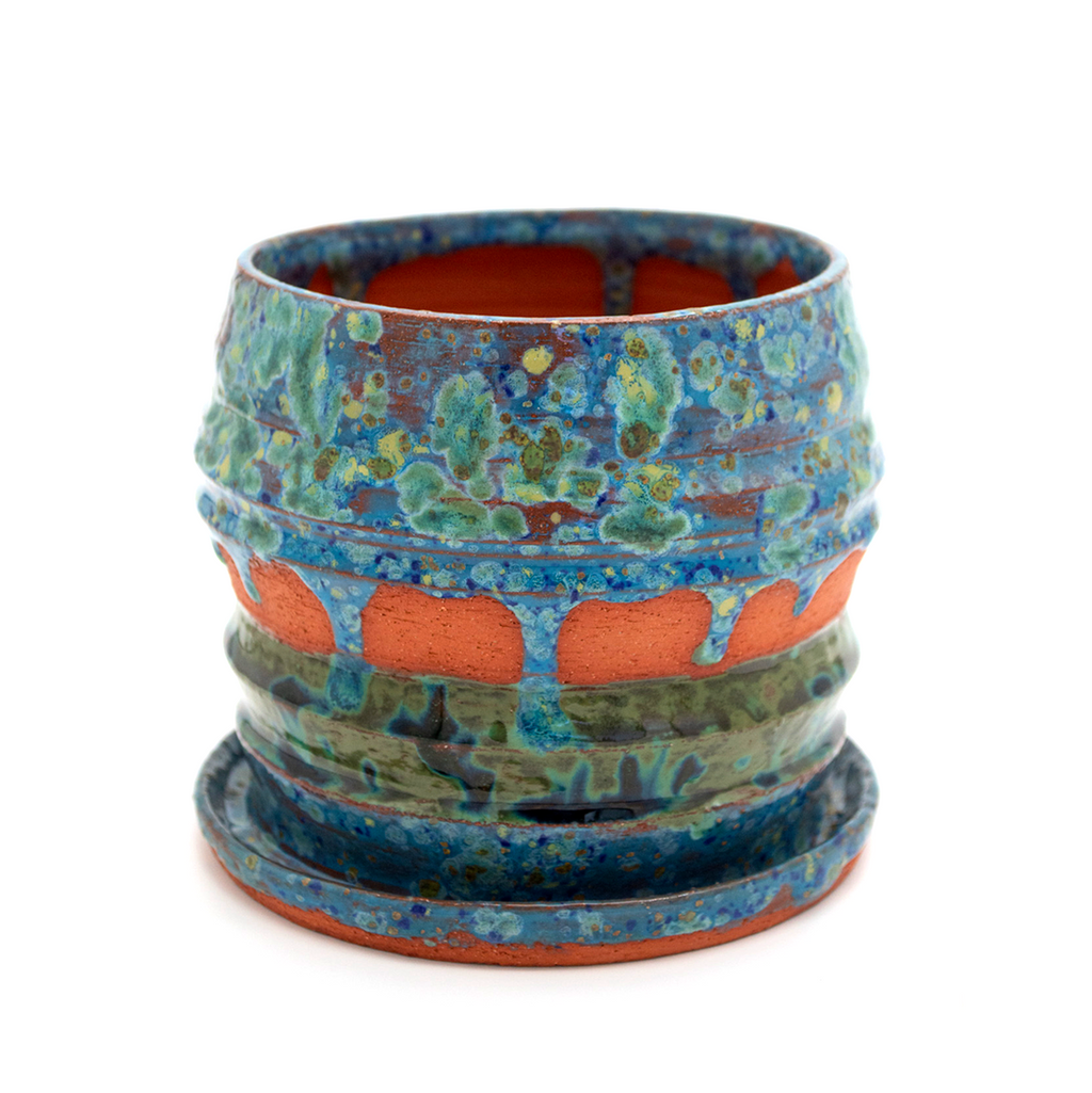 Blue Grass Terracotta Planter